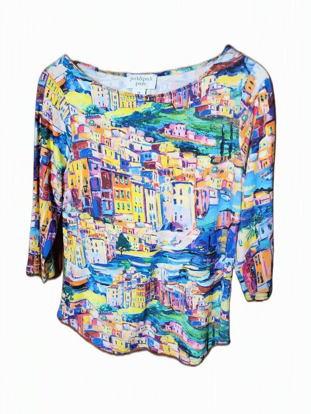 Bohemian Peck& Peck Top with Scenes of Venice, Petite M